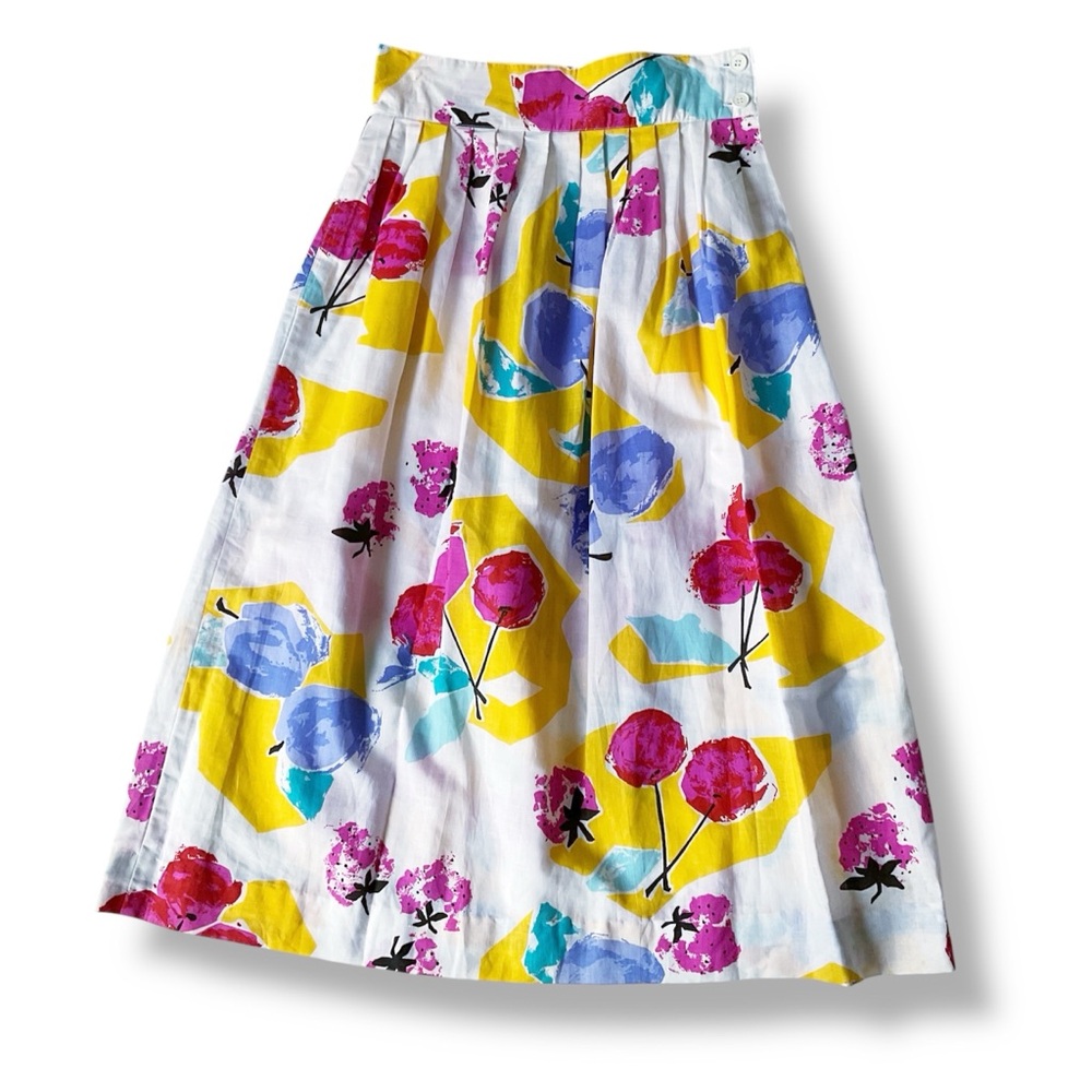 Vintage DVF White Midi Skirt with Fruit Print